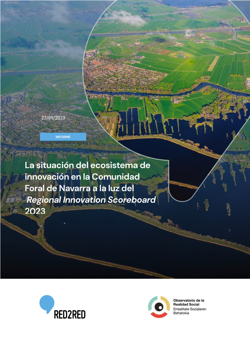 Portada de la investigación sobre la situación del ecosistema de innovación en la Comunidad Foral de Navarra a la luz del Regional Innovation Scoreboard 2023
