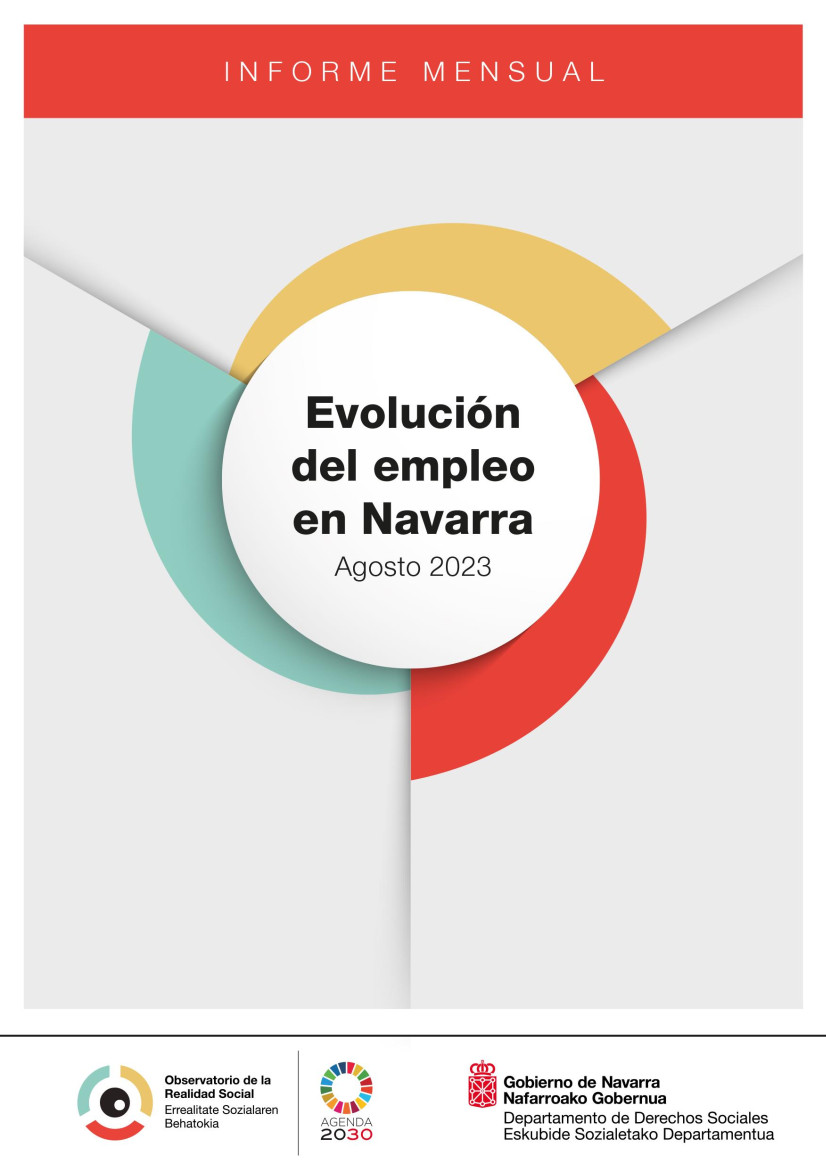 Portada del informe sobre Evolución del empleo en Navarra: agosto 2023